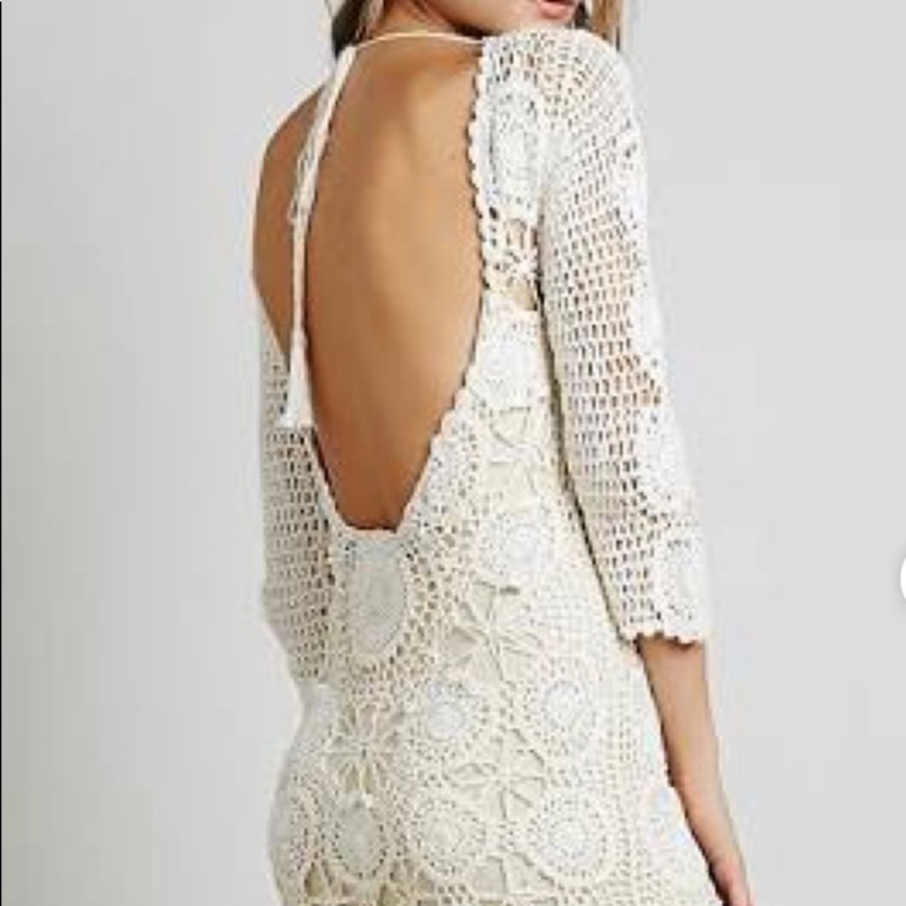 Vintage Spell Aus Crochet Mini Dress Gem